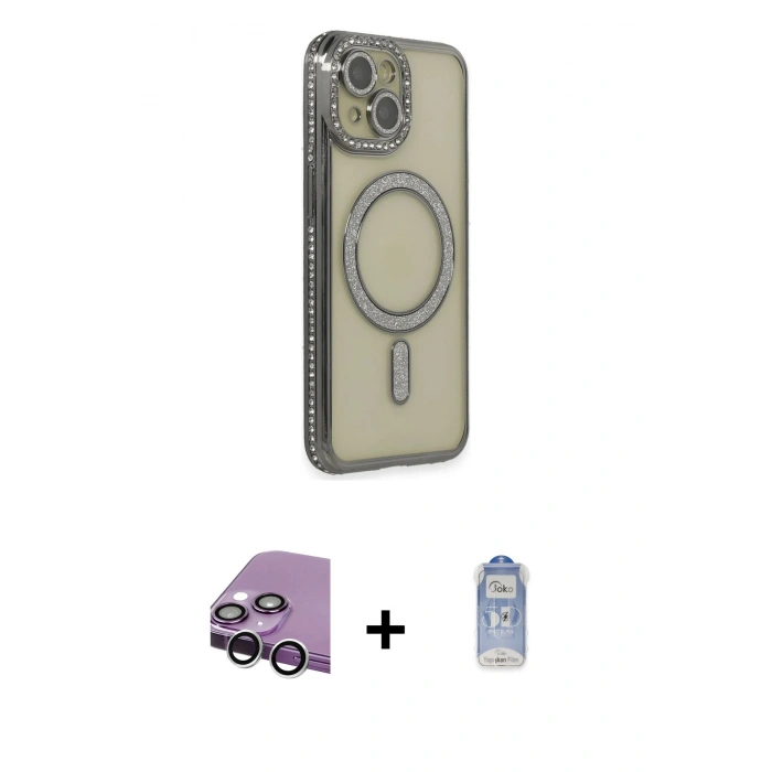 MARSİLYAN™- iPhone 14 Kılıf Zirve Doku Prime - Siyah Joko Magic 5D Cam + Raze Metal Kamera Lens - GS