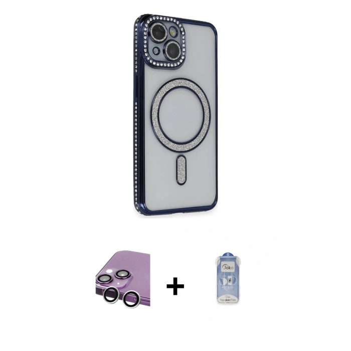 MARSİLYAN™- iPhone 14 Kılıf Zirve Doku Prime - Siyah Joko Magic 5D Cam + Raze Metal Kamera Lens - GS