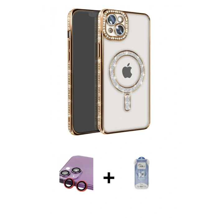 MARSİLYAN™- iPhone 14 Kılıf Zirve Doku Prime - Siyah Joko Magic 5D Cam + Raze Metal Kamera Lens - KI