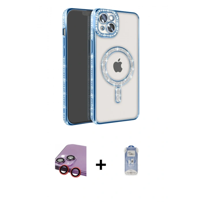 MARSİLYAN™- iPhone 14 Kılıf Zirve Doku Prime - Siyah Joko Magic 5D Cam + Raze Metal Kamera Lens - KI