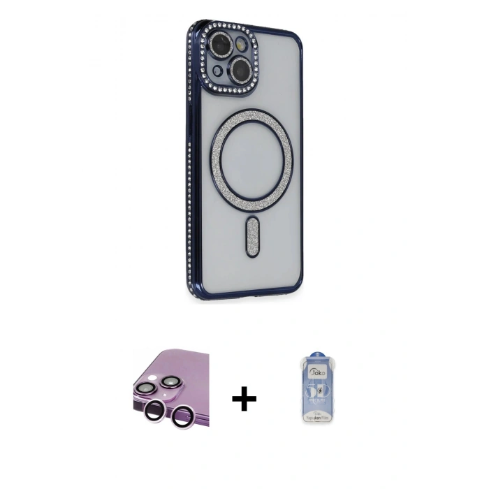 MARSİLYAN™- iPhone 14 Kılıf Zirve Doku Prime - Siyah Joko Magic 5D Cam + Raze Metal Kamera Lens - MR