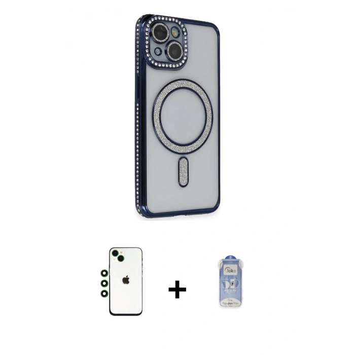 MARSİLYAN™- iPhone 14 Kılıf Zirve Doku Prime - Siyah Joko Magic 5D Cam + Shine Kamera Lens - YL