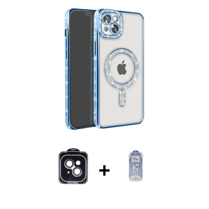 MARSİLYAN™- iPhone 14 Kılıf Zirve Doku Prime - Siyah Joko Magic 5D Cam + PVD Metal Kamera Lens - SH