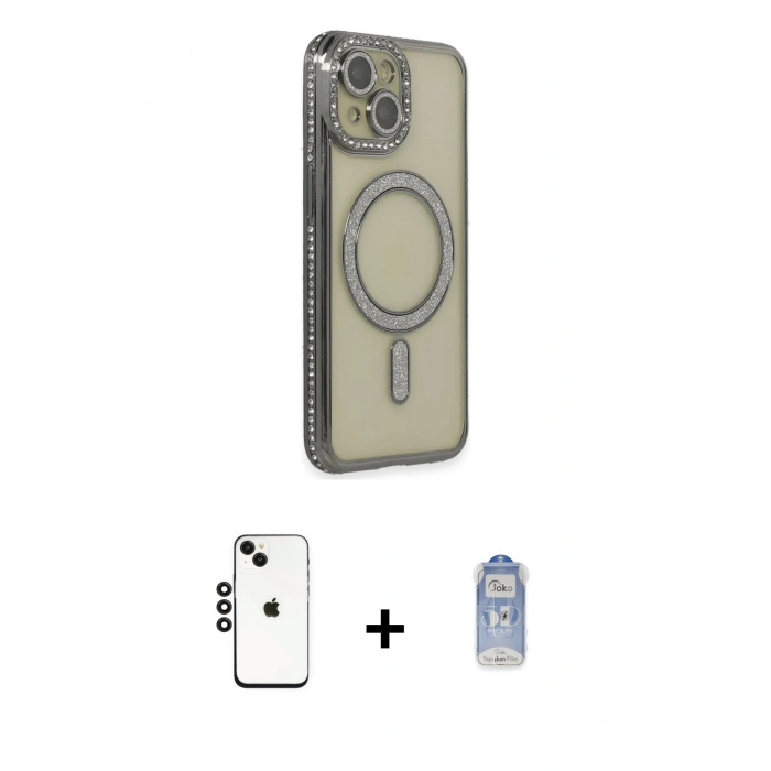 MARSİLYAN™- iPhone 14 Kılıf Zirve Doku Prime - Siyah Joko Magic 5D Cam + Shine Kamera Lens - SH