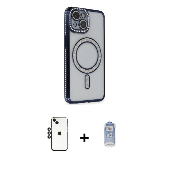 MARSİLYAN™- iPhone 14 Kılıf Zirve Doku Prime - Siyah Joko Magic 5D Cam + Shine Kamera Lens - SH