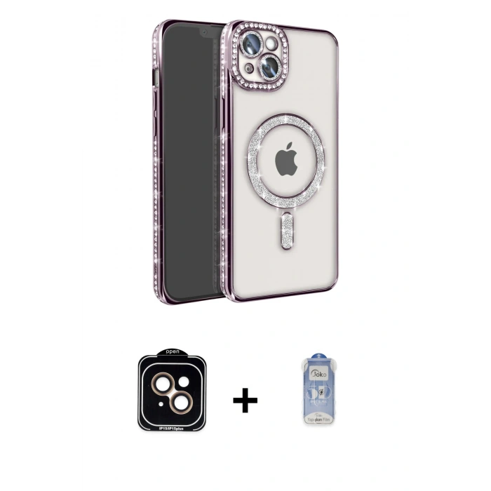 MARSİLYAN™- iPhone 14 Kılıf Zirve Doku Prime - Siyah Joko Magic 5D Cam + PVD Metal Kamera Lens - TU