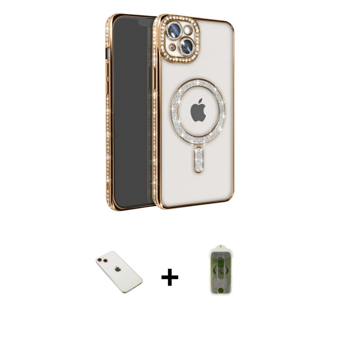 MARSİLYAN™- iPhone 14 Kılıf Zirve Doku Prime - Siyah Joko Magic 5D Hayalet Cam + Diamond Kamera Lens - KI