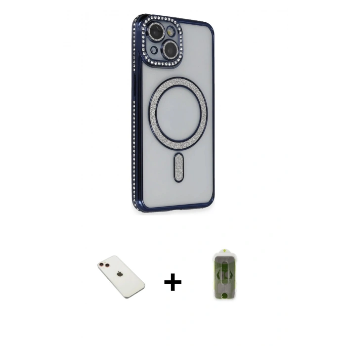 MARSİLYAN™- iPhone 14 Kılıf Zirve Doku Prime - Siyah Joko Magic 5D Hayalet Cam + Diamond Kamera Lens - KI