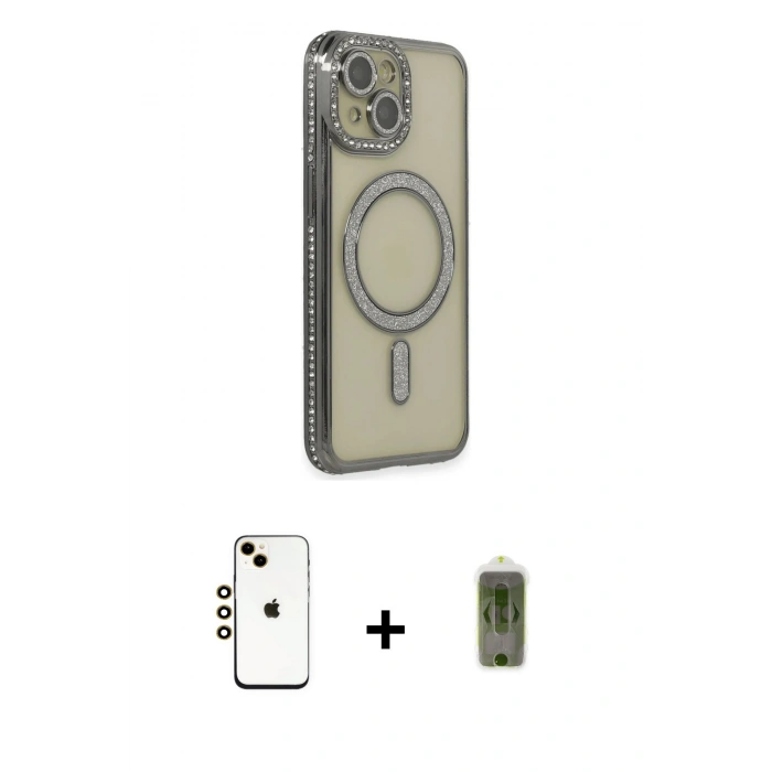 MARSİLYAN™- iPhone 14 Kılıf Zirve Doku Prime - Siyah Joko Magic 5D Hayalet Cam + Shine Kamera Lens - GD