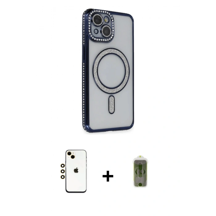 MARSİLYAN™- iPhone 14 Kılıf Zirve Doku Prime - Siyah Joko Magic 5D Hayalet Cam + Shine Kamera Lens - GD