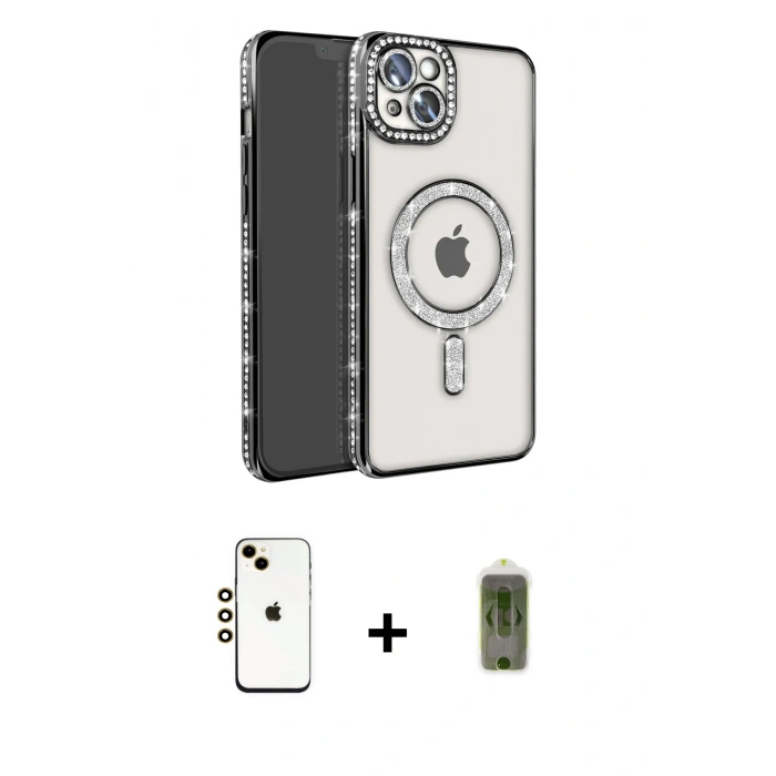 MARSİLYAN™- iPhone 14 Kılıf Zirve Doku Prime - Siyah Joko Magic 5D Hayalet Cam + Shine Kamera Lens - GD