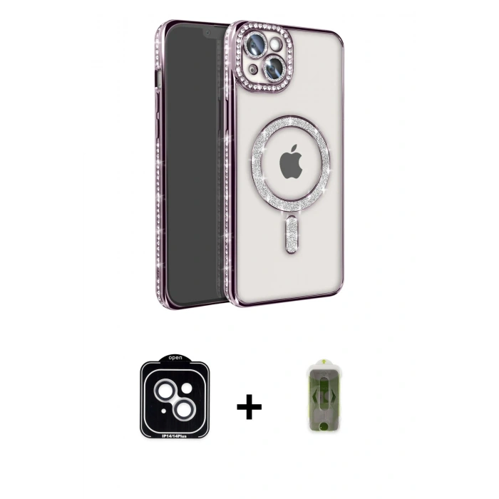 MARSİLYAN™- iPhone 14 Kılıf Zirve Doku Prime - Siyah Joko Magic 5D Hayalet Cam + PVD Metal Kamera Lens - GS