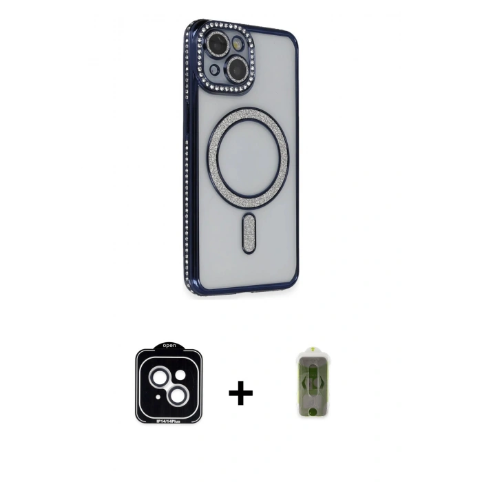 MARSİLYAN™- iPhone 14 Kılıf Zirve Doku Prime - Siyah Joko Magic 5D Hayalet Cam + PVD Metal Kamera Lens - GS