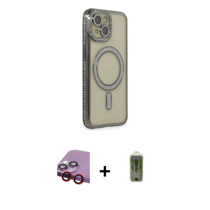 MARSİLYAN™- iPhone 14 Kılıf Zirve Doku Prime - Siyah Joko Magic 5D Hayalet Cam + Raze Metal Kamera Lens - KI