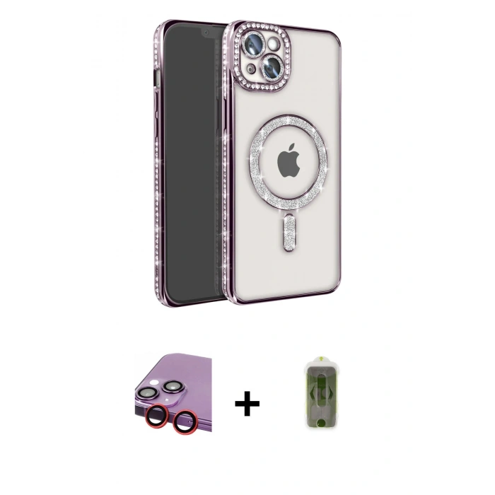 MARSİLYAN™- iPhone 14 Kılıf Zirve Doku Prime - Siyah Joko Magic 5D Hayalet Cam + Raze Metal Kamera Lens - KI