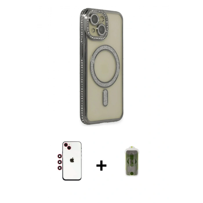 MARSİLYAN™- iPhone 14 Kılıf Zirve Doku Prime - Siyah Joko Magic 5D Hayalet Cam + Shine Kamera Lens - KI