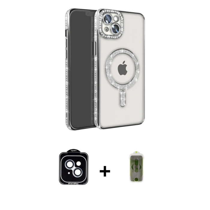 MARSİLYAN™- iPhone 14 Kılıf Zirve Doku Prime - Siyah Joko Magic 5D Hayalet Cam + PVD Metal Kamera Lens - MI