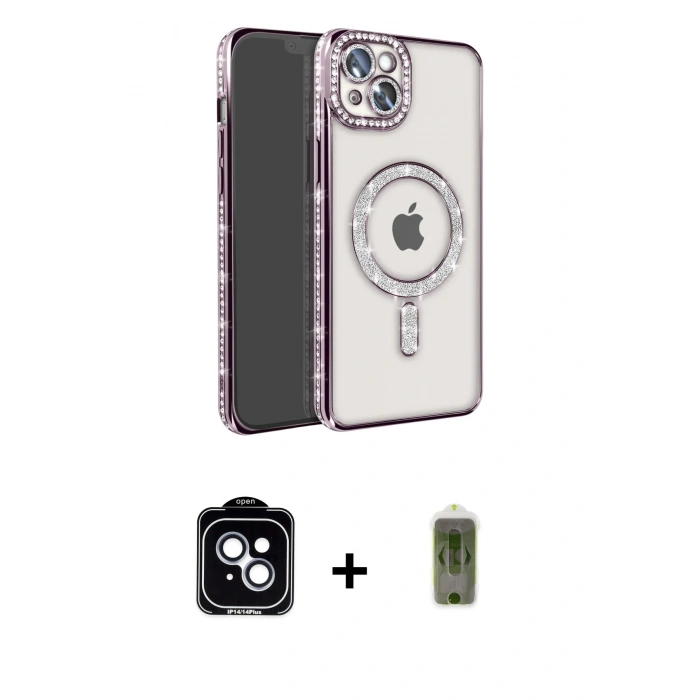 MARSİLYAN™- iPhone 14 Kılıf Zirve Doku Prime - Siyah Joko Magic 5D Hayalet Cam + PVD Metal Kamera Lens - MI