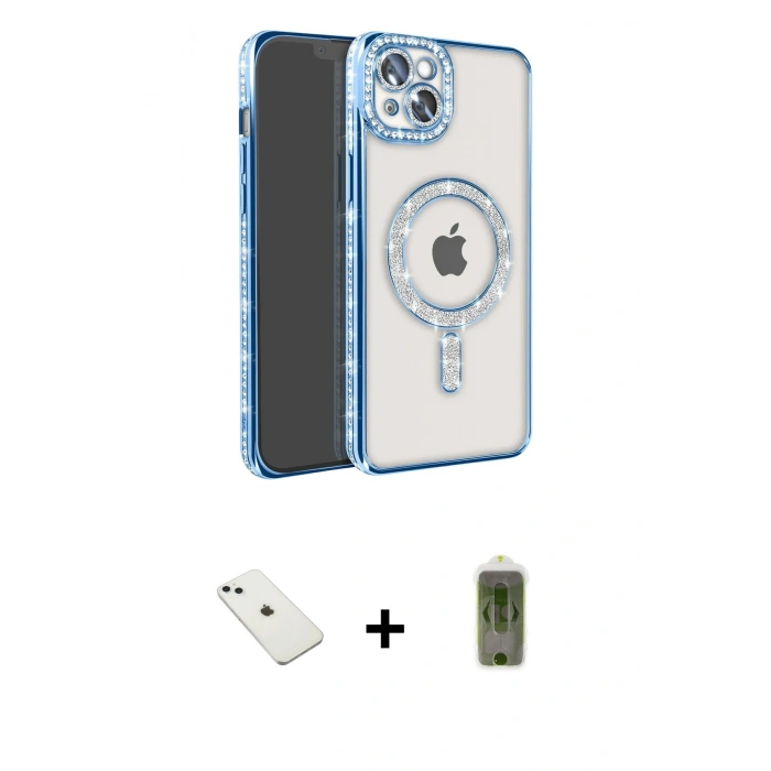 MARSİLYAN™- iPhone 14 Kılıf Zirve Doku Prime - Siyah Joko Magic 5D Hayalet Cam + Diamond Kamera Lens - SABE