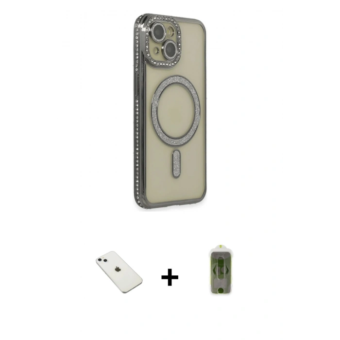 MARSİLYAN™- iPhone 14 Kılıf Zirve Doku Prime - Siyah Joko Magic 5D Hayalet Cam + Diamond Kamera Lens - SABE