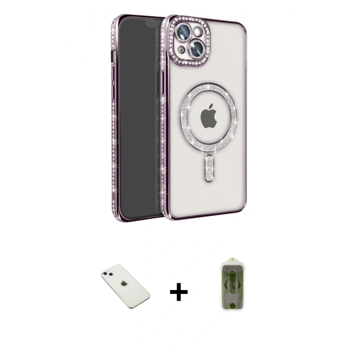 MARSİLYAN™- iPhone 14 Kılıf Zirve Doku Prime - Siyah Joko Magic 5D Hayalet Cam + Diamond Kamera Lens - SABE