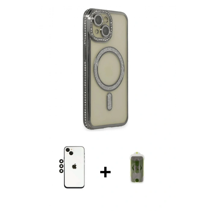 MARSİLYAN™- iPhone 14 Kılıf Zirve Doku Prime - Siyah Joko Magic 5D Hayalet Cam + Shine Kamera Lens - SH