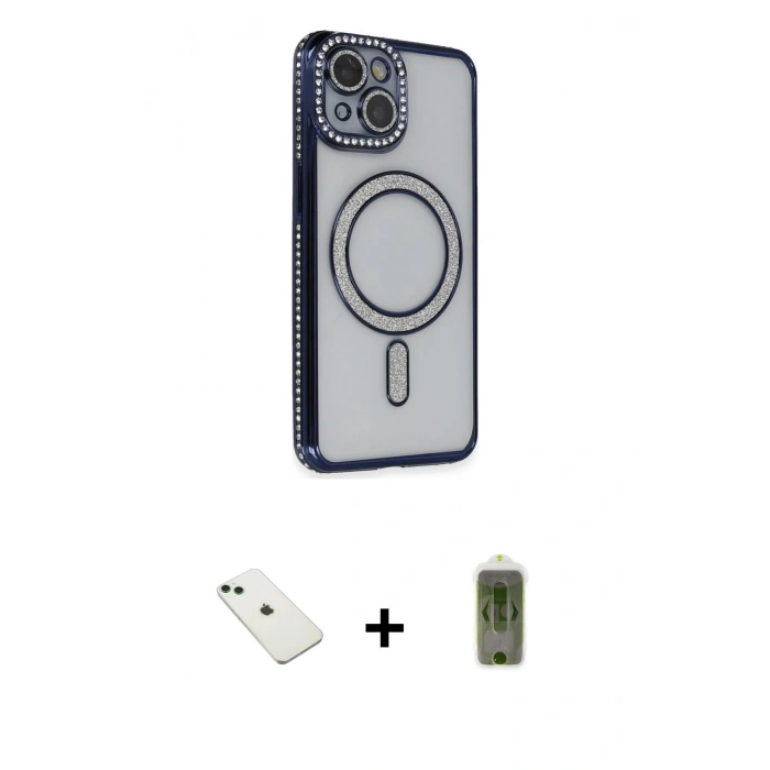 MARSİLYAN™- iPhone 14 Kılıf Zirve Doku Prime - Siyah Joko Magic 5D Hayalet Cam + Diamond Kamera Lens - YL