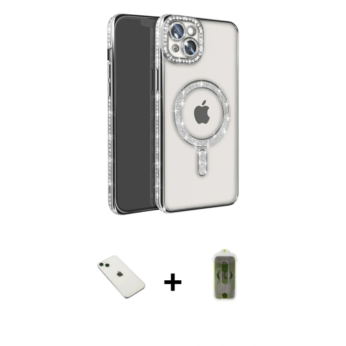MARSİLYAN™- iPhone 14 Kılıf Zirve Doku Prime - Siyah Joko Magic 5D Hayalet Cam + Diamond Kamera Lens - YL
