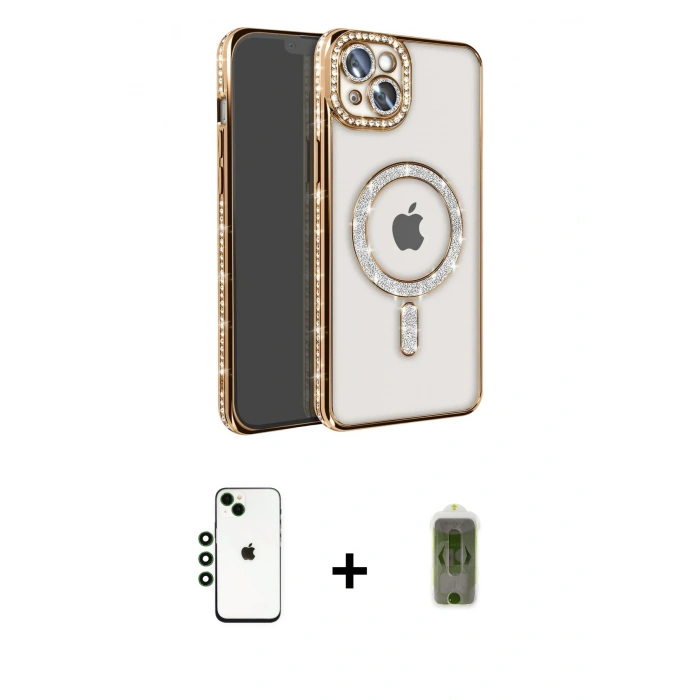 MARSİLYAN™- iPhone 14 Kılıf Zirve Doku Prime - Siyah Joko Magic 5D Hayalet Cam + Shine Kamera Lens - YL