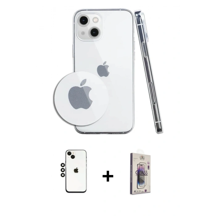 MARSİLYAN™- iPhone 14 Kılıf Zirve Doku - Siyah Bilvis 3D Cam Ekran Koruyucu + Shine Kamera Lens - SH