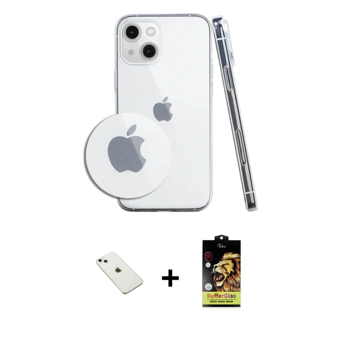 MARSİLYAN™- iPhone 14 Kılıf Zirve Doku - Siyah Buffer Cam Ekran Koruyucu + Diamond Kamera Lens - SABE