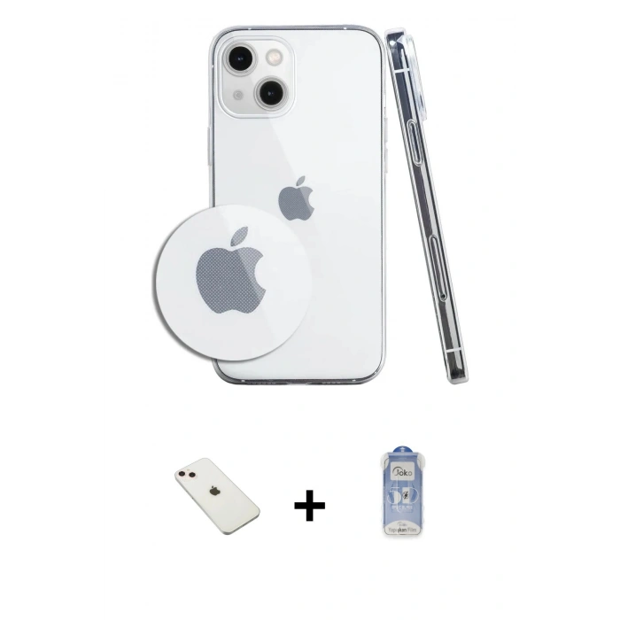 MARSİLYAN™- iPhone 14 Kılıf Zirve Doku - Siyah Joko Magic 5D Cam + Diamond Kamera Lens - PE