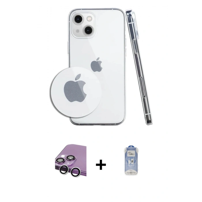 MARSİLYAN™- iPhone 14 Kılıf Zirve Doku - Siyah Joko Magic 5D Cam + Raze Metal Kamera Lens - GS