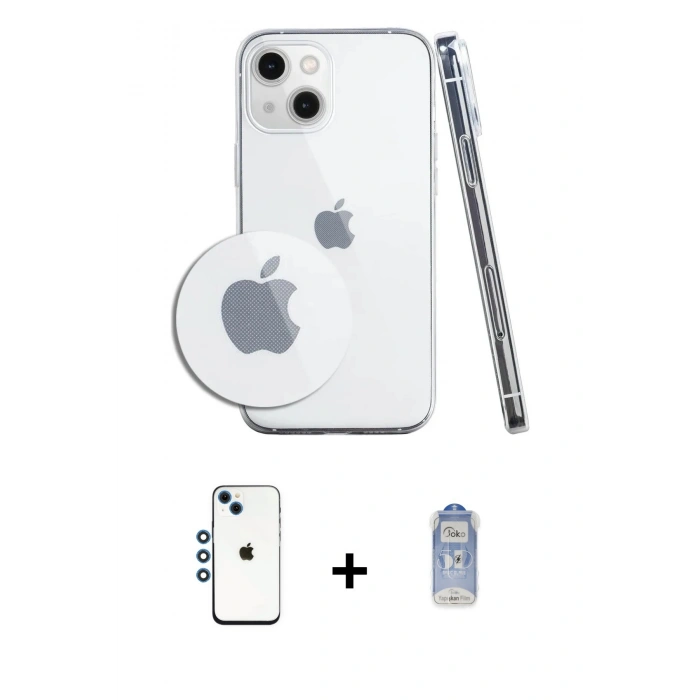 MARSİLYAN™- iPhone 14 Kılıf Zirve Doku - Siyah Joko Magic 5D Cam + Shine Kamera Lens - MI