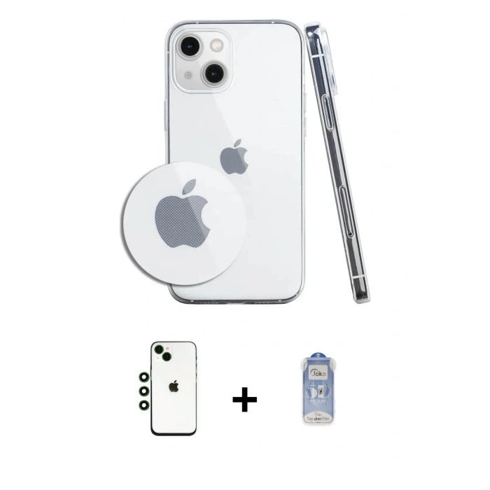 MARSİLYAN™- iPhone 14 Kılıf Zirve Doku - Siyah Joko Magic 5D Cam + Shine Kamera Lens - YL