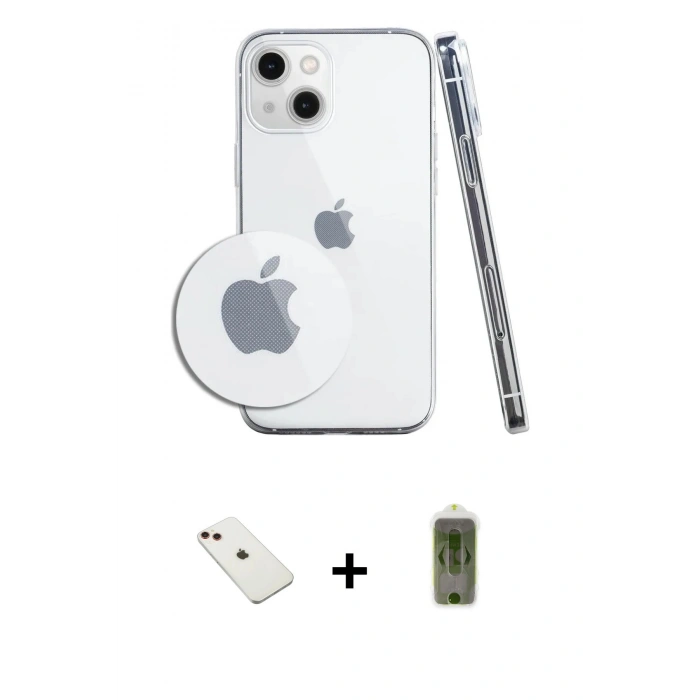 MARSİLYAN™- iPhone 14 Kılıf Zirve Doku - Siyah Joko Magic 5D Hayalet Cam + Diamond Kamera Lens - KI