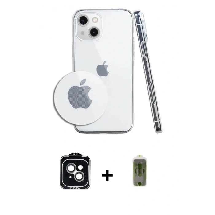 MARSİLYAN™- iPhone 14 Kılıf Zirve Doku - Siyah Joko Magic 5D Hayalet Cam + PVD Metal Kamera Lens - YL