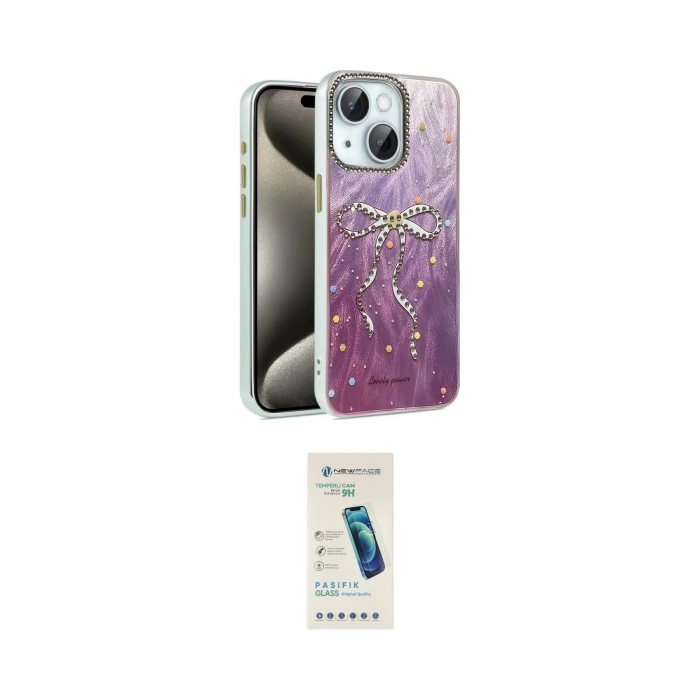 MARSİLYAN™- iPhone 14 Kılıf Zirve Modern Prime - Şeffaf Pasifik Cam Ekran Koruyucu