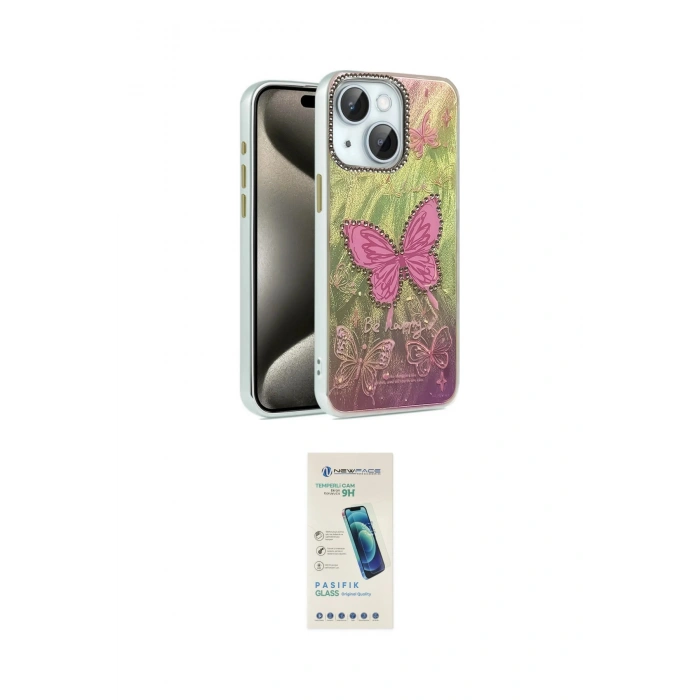MARSİLYAN™- iPhone 14 Kılıf Zirve Modern Prime - Şeffaf Pasifik Cam Ekran Koruyucu
