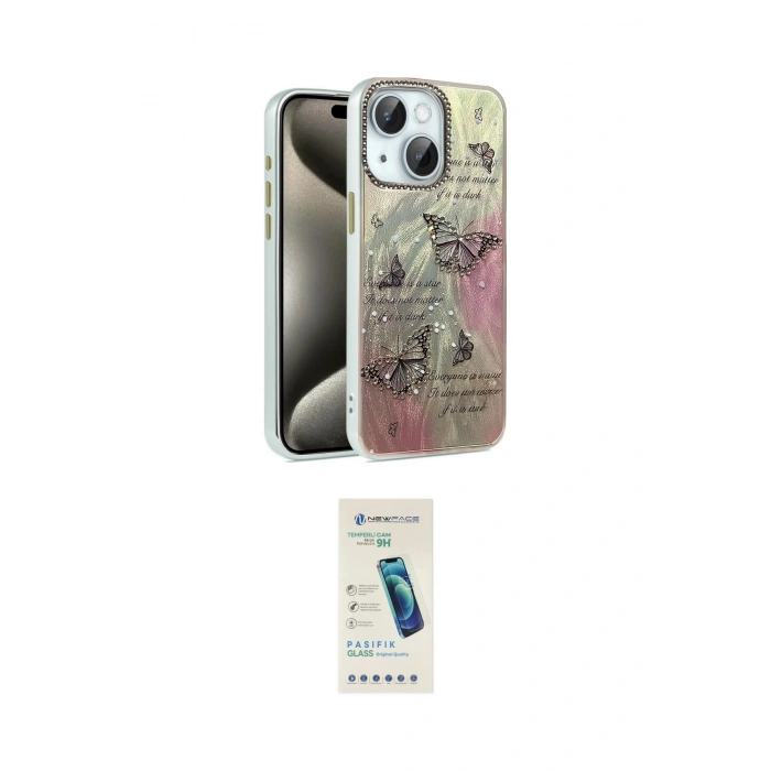 MARSİLYAN™- iPhone 14 Kılıf Zirve Modern Prime - Şeffaf Pasifik Cam Ekran Koruyucu