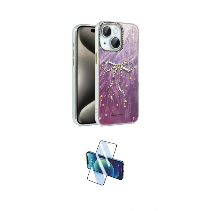 MARSİLYAN™- iPhone 14 Kılıf Zirve Modern Prime - Siyah 3D Antistatik Cam Ekran Koruyucu