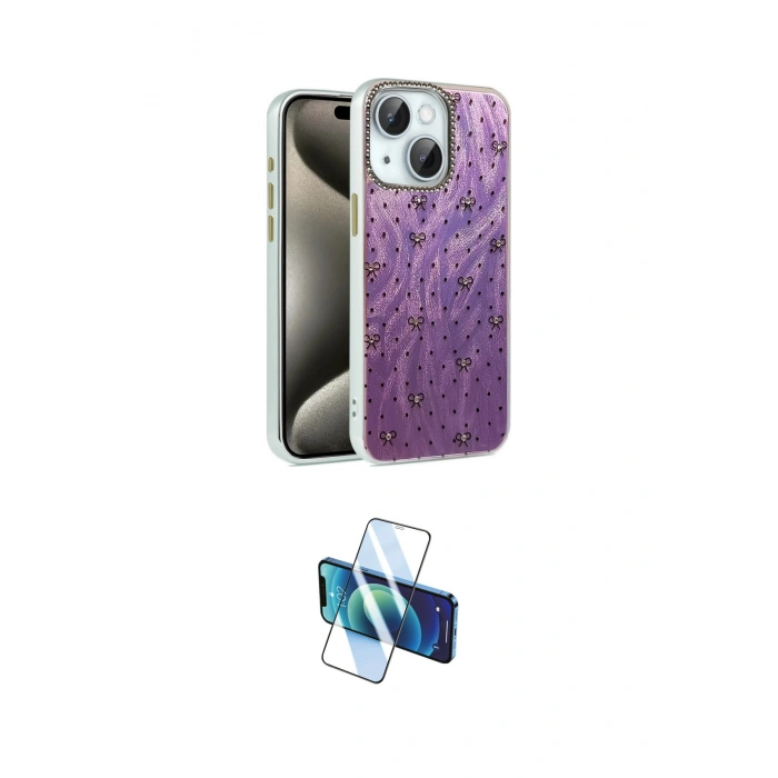 MARSİLYAN™- iPhone 14 Kılıf Zirve Modern Prime - Siyah 3D Antistatik Cam Ekran Koruyucu