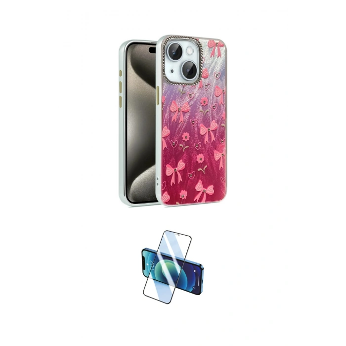 MARSİLYAN™- iPhone 14 Kılıf Zirve Modern Prime - Siyah 3D Antistatik Cam Ekran Koruyucu
