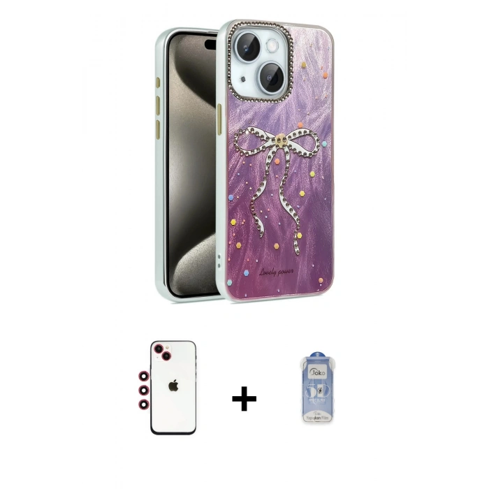 MARSİLYAN™- iPhone 14 Kılıf Zirve Modern Prime - Siyah Joko Magic 5D Cam + Shine Kamera Lens - KI
