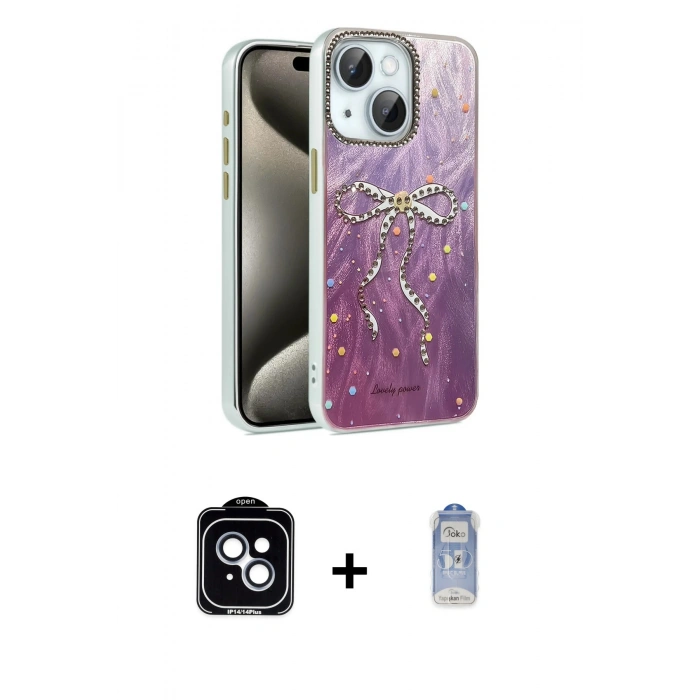 MARSİLYAN™- iPhone 14 Kılıf Zirve Modern Prime - Siyah Joko Magic 5D Cam + PVD Metal Kamera Lens - MI