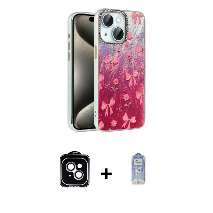 MARSİLYAN™- iPhone 14 Kılıf Zirve Modern Prime - Siyah Joko Magic 5D Cam + PVD Metal Kamera Lens - MI