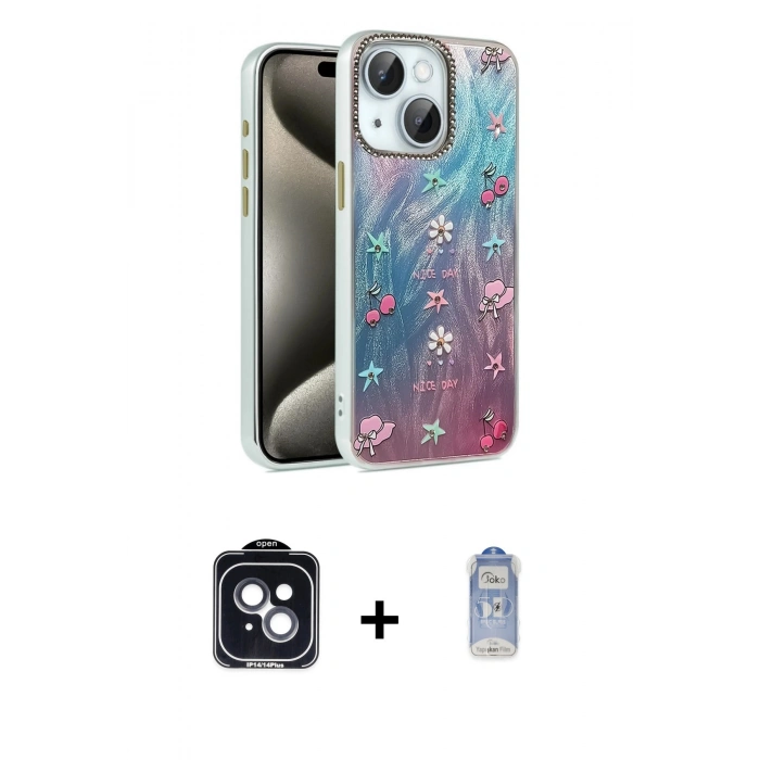 MARSİLYAN™- iPhone 14 Kılıf Zirve Modern Prime - Siyah Joko Magic 5D Cam + PVD Metal Kamera Lens - SH