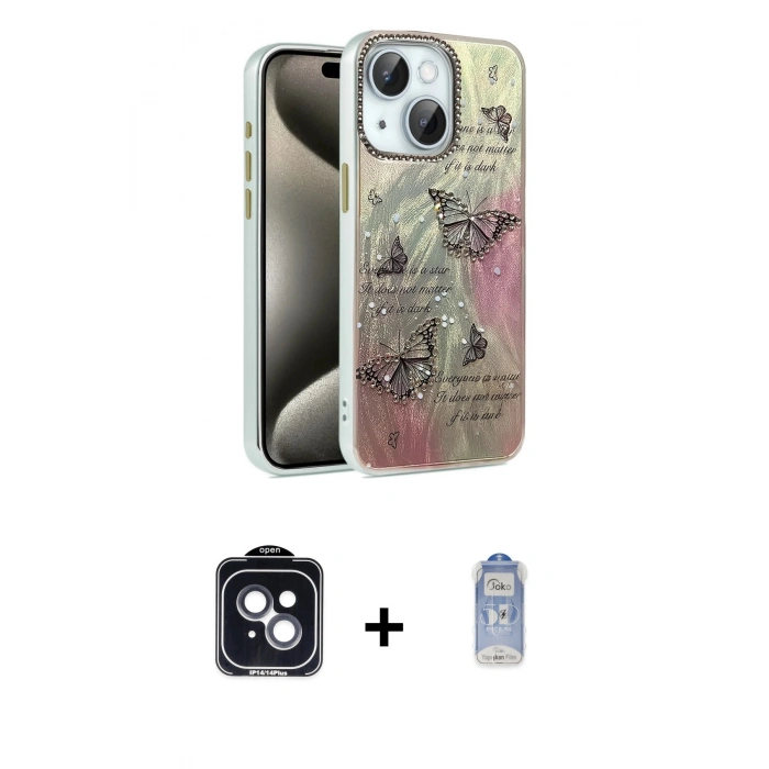 MARSİLYAN™- iPhone 14 Kılıf Zirve Modern Prime - Siyah Joko Magic 5D Cam + PVD Metal Kamera Lens - SH