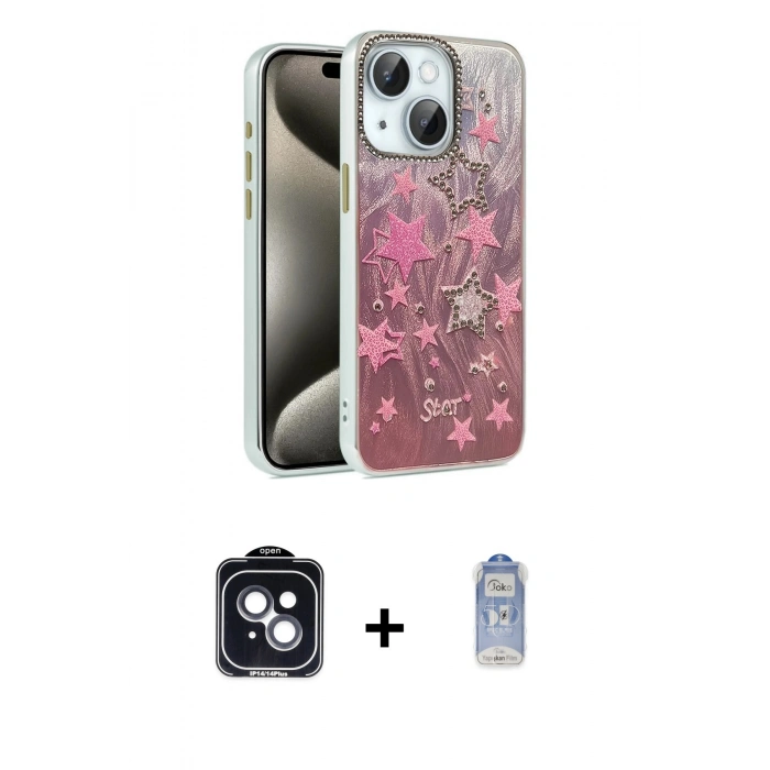 MARSİLYAN™- iPhone 14 Kılıf Zirve Modern Prime - Siyah Joko Magic 5D Cam + PVD Metal Kamera Lens - SH