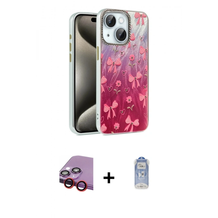 MARSİLYAN™- iPhone 14 Kılıf Zirve Modern Prime - Siyah Joko Magic 5D Cam + Raze Metal Kamera Lens - KI
